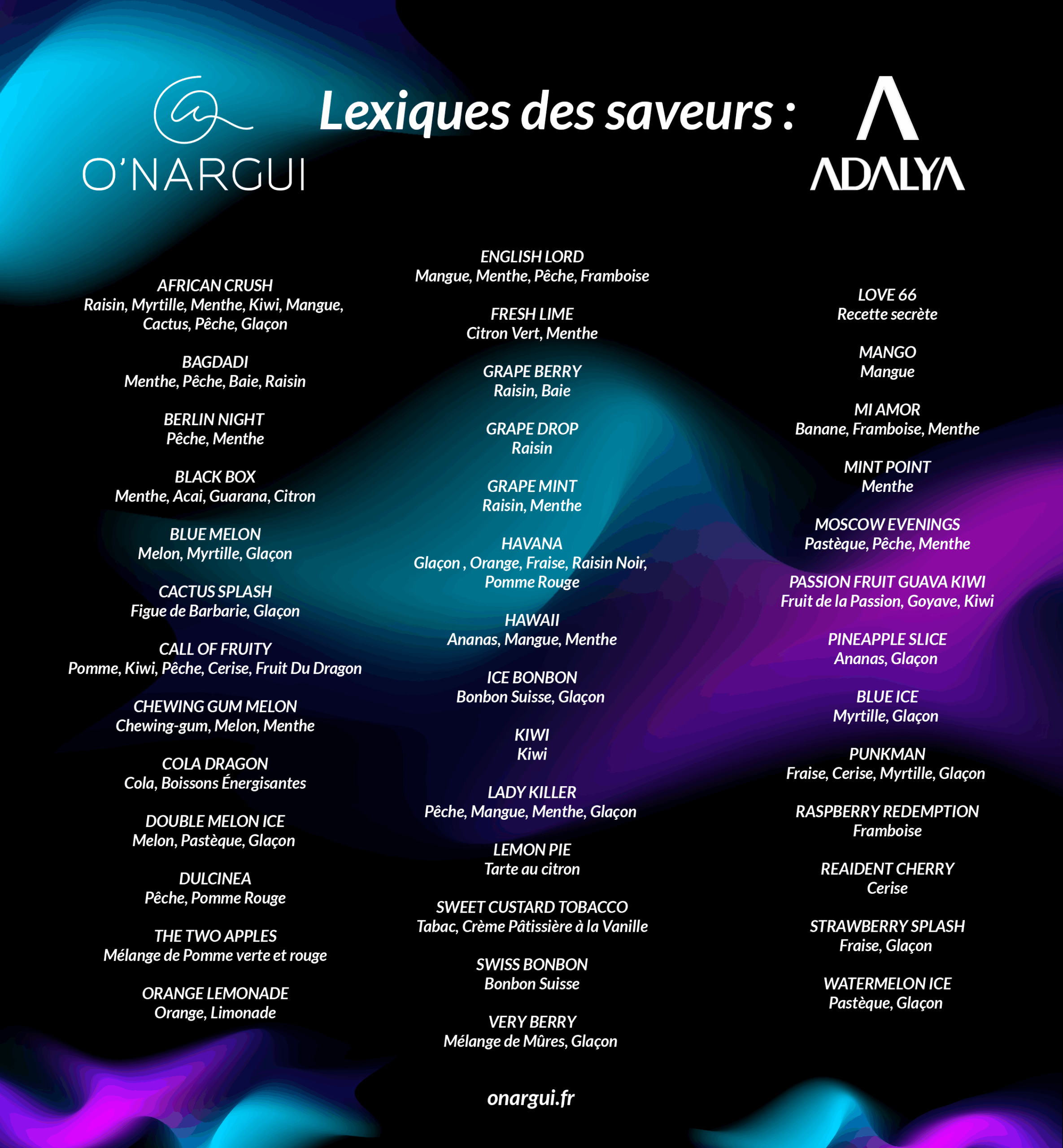 Lexique des saveurs Adalya